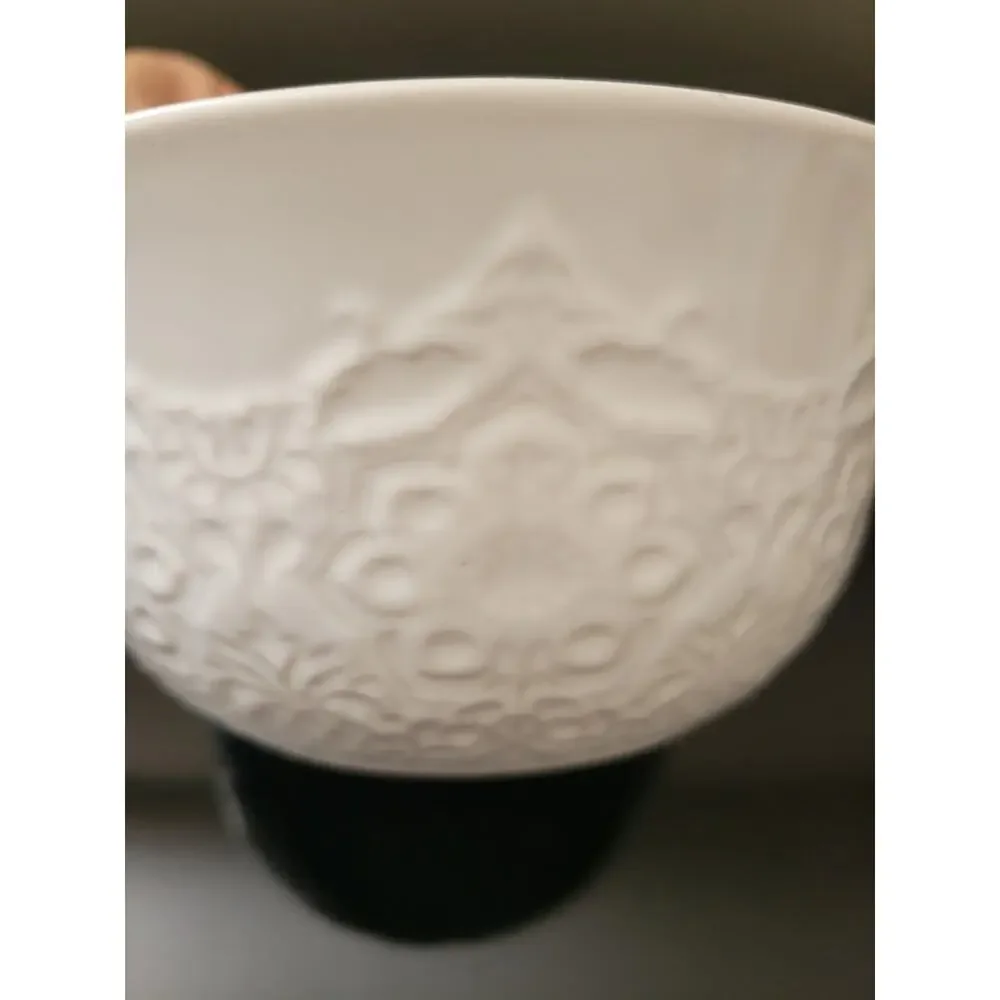 Gibson Elite Pasta Bowl Adults 6in White Raised Floral Elegance Ceramic Bowl